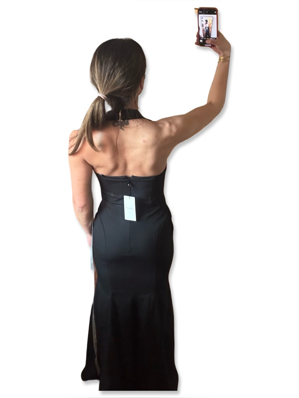 Club L London Black Plunge Halter Formal/Black Tie Gown | Size 6 | worn ONCE - Picture 8 of 12
